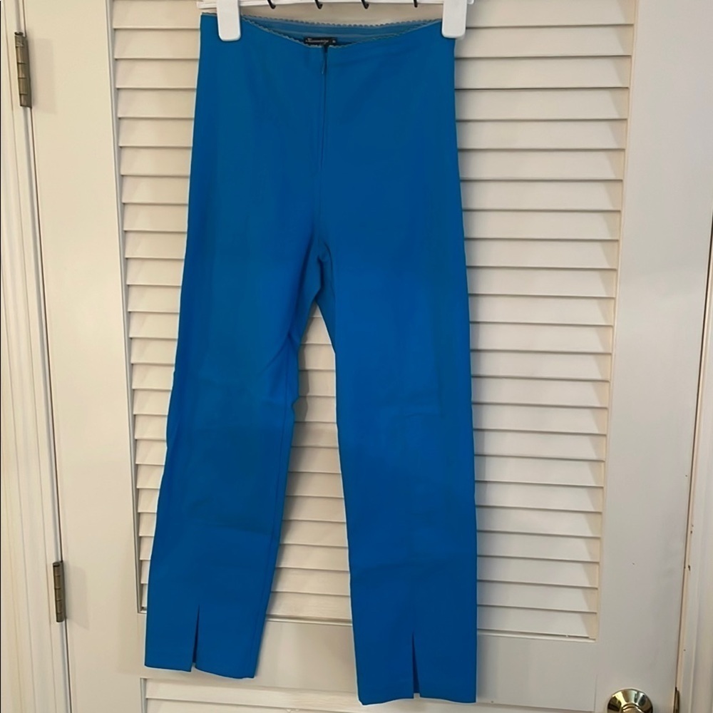 Mesmerize Turquoise Stretch Flat Front Zip & Slits Middle Seam Very Flattering